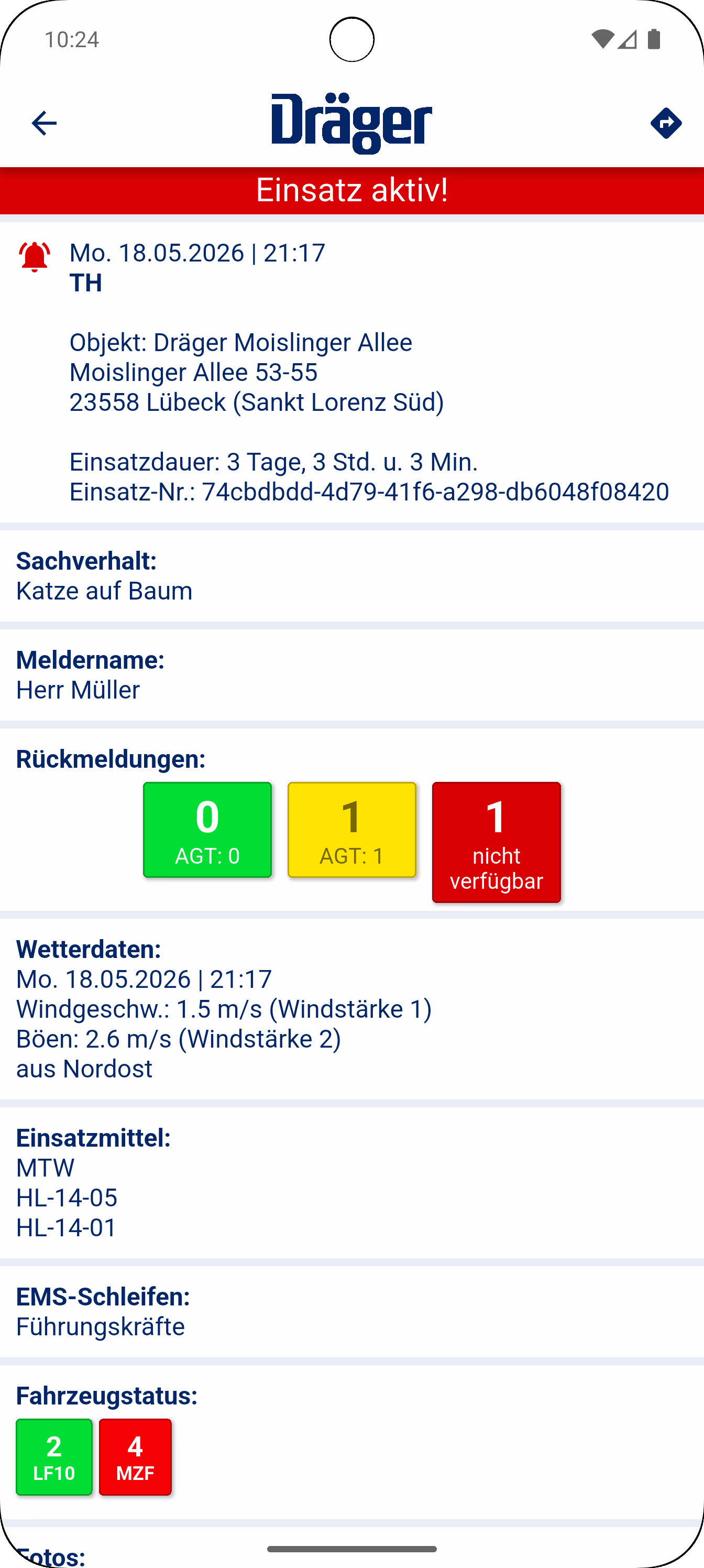 Einsatzrückmeldung
